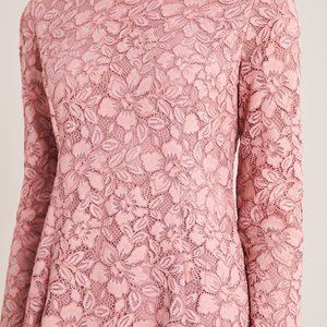 Pink mid-length French lace dress female stand-up collar temperament slim waist